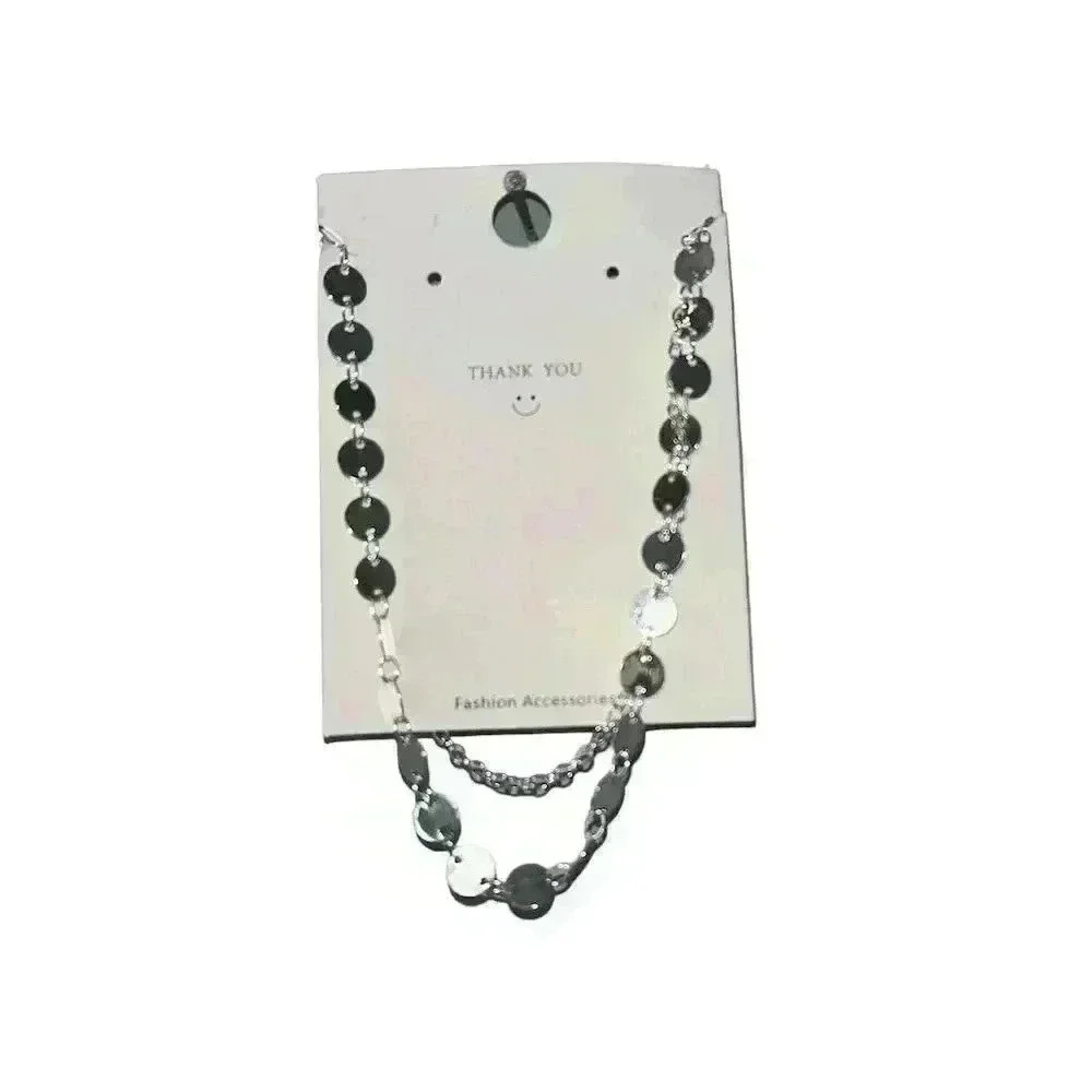 B1G1 Silver Disc Pendant Anklet Adjustable Lightweight 8-10 inches